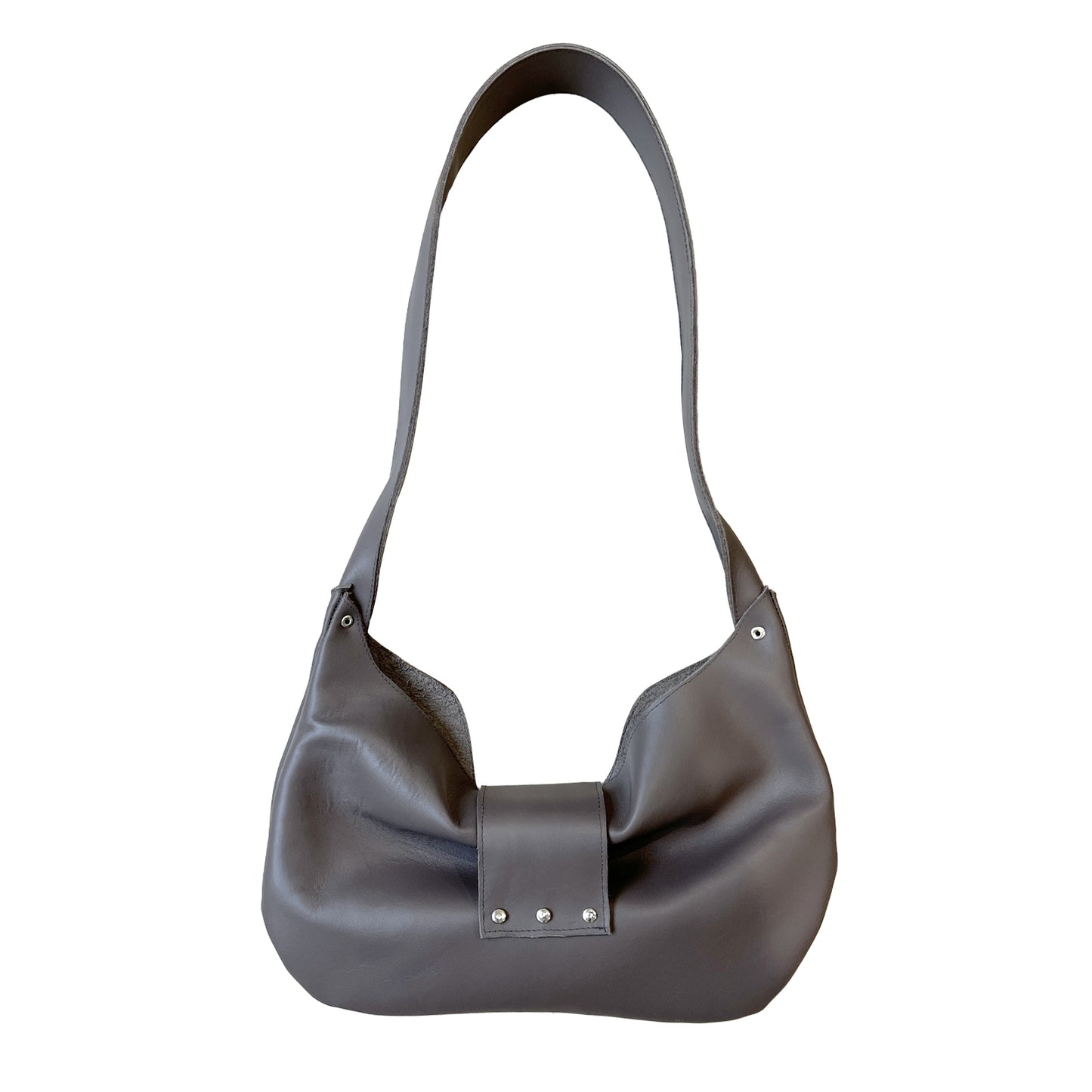 LE NOEUD CHARCOAL BROWN LEATHER BAG