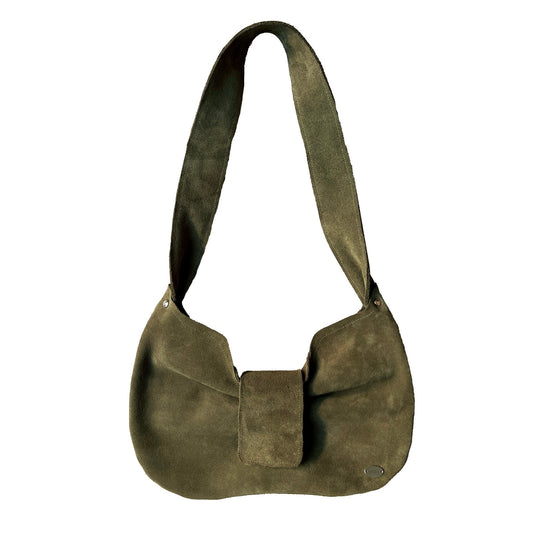 LE NOEUD GREEN SUEDE BAG