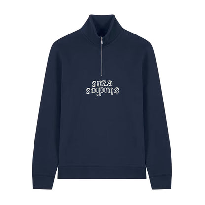 SNZA STUDIOS NAVY BLUE QUARTER-ZIP SWEATSHIRT